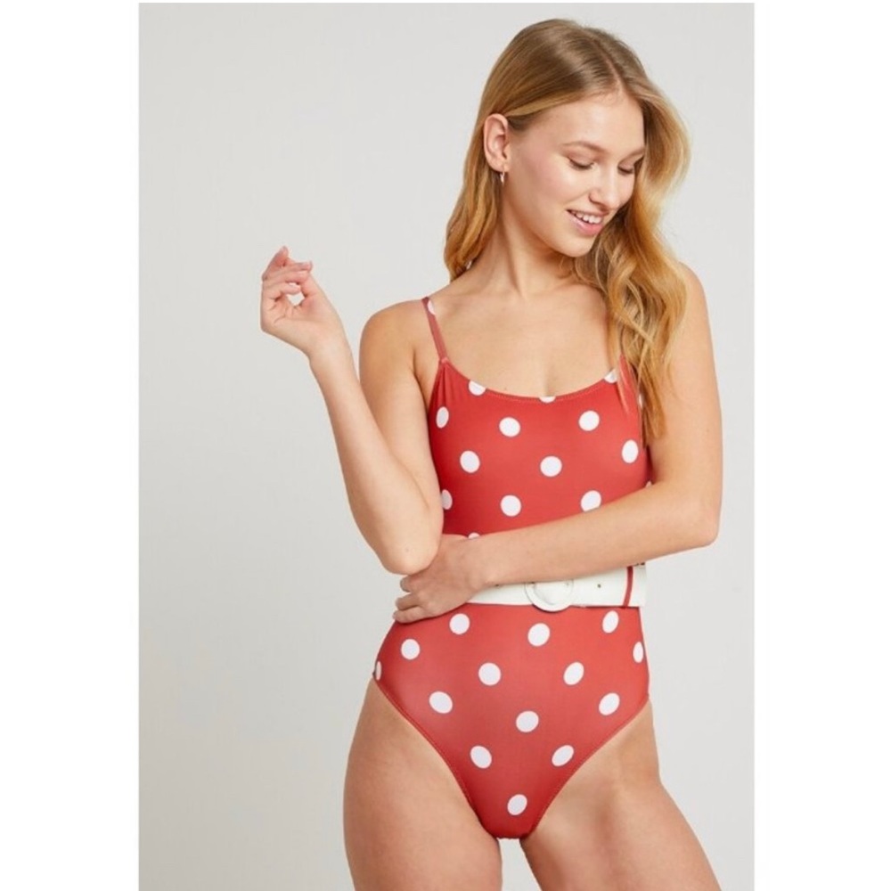 NWT SOLID & STRIPED Nina Belted Polka Dot One Piece Swimsuit, unworn
